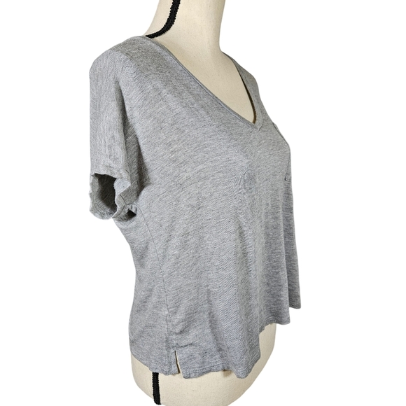 Project Social T Cropped V-Neck T Shirt, Heather Grey, XS - Picture 3 of 8